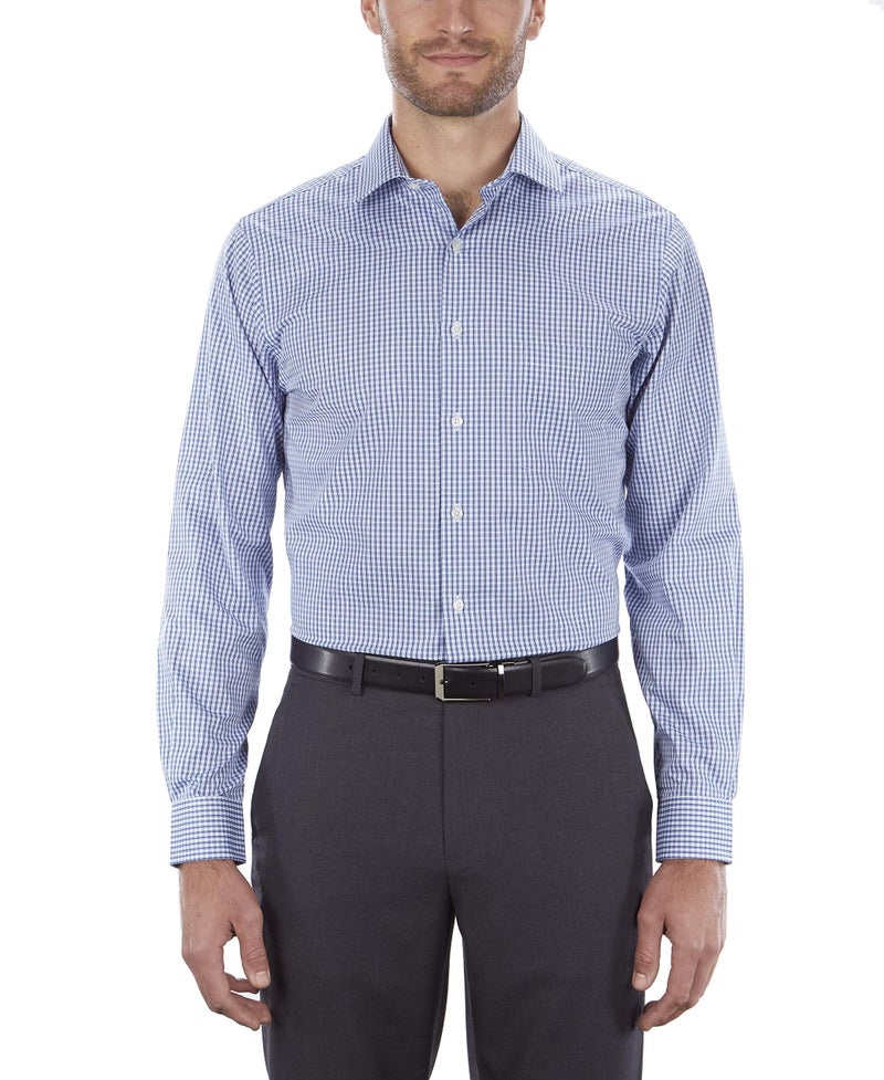 Van Heusen mens Regular Fit Flex Collar Check Dress Shirt, Midnight, 16.5 Neck 34 -35 Sleeve US - Image 1